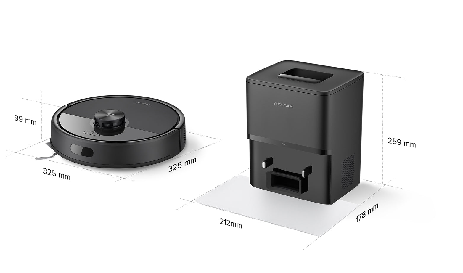 Roborock Q7 TF+ / Roborock Q7 BF+ Størrelse